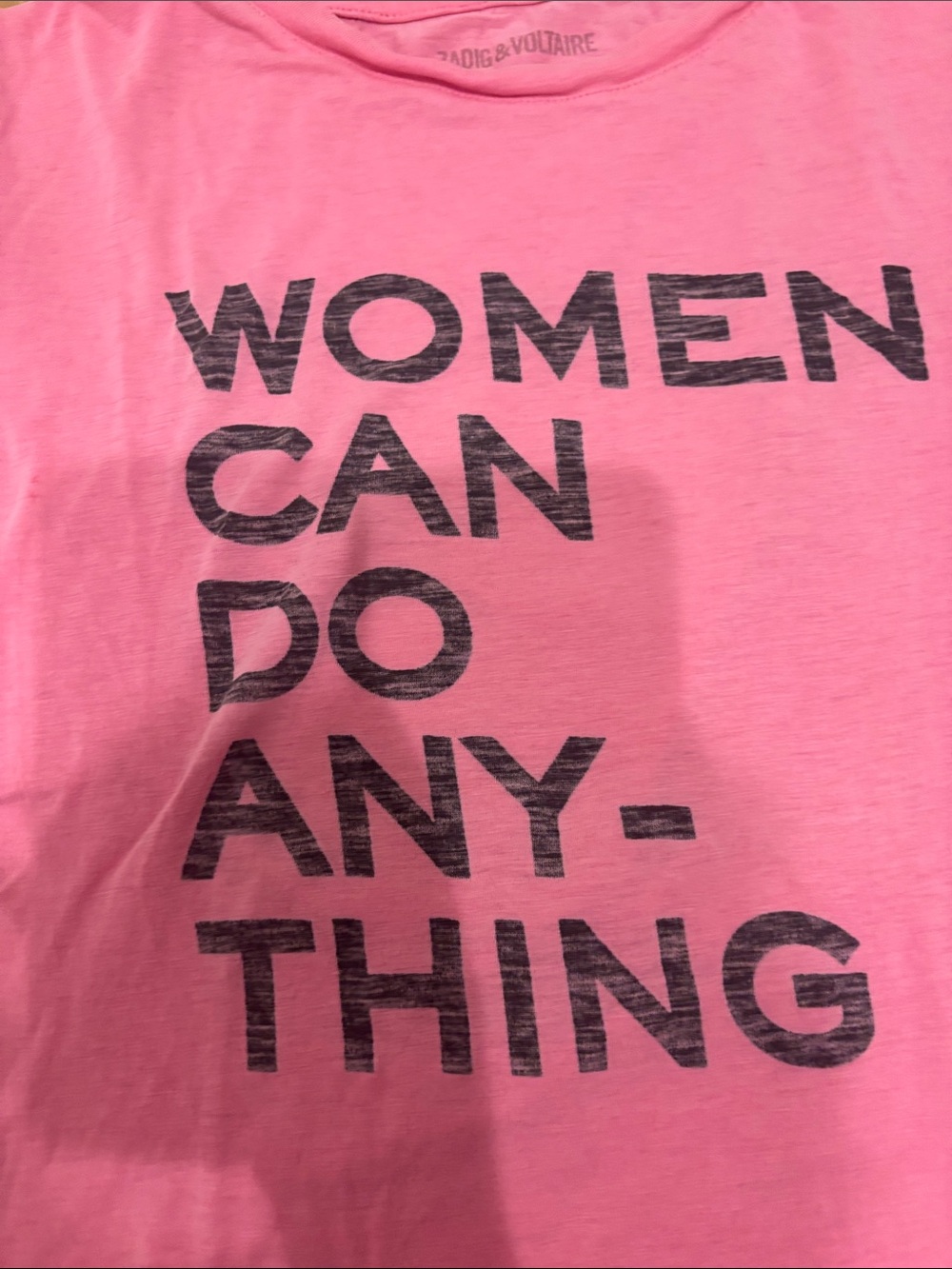 Zadig & Voltaire Pink 'Women Can Do Anything' Crewneck Tee - Picture 3 of 3